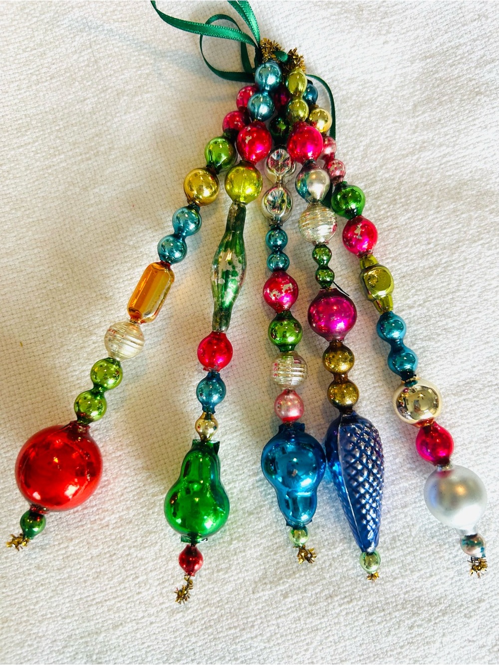 Vintage repurposed Mercury glass garland bead icicle holiday Christmas ornaments